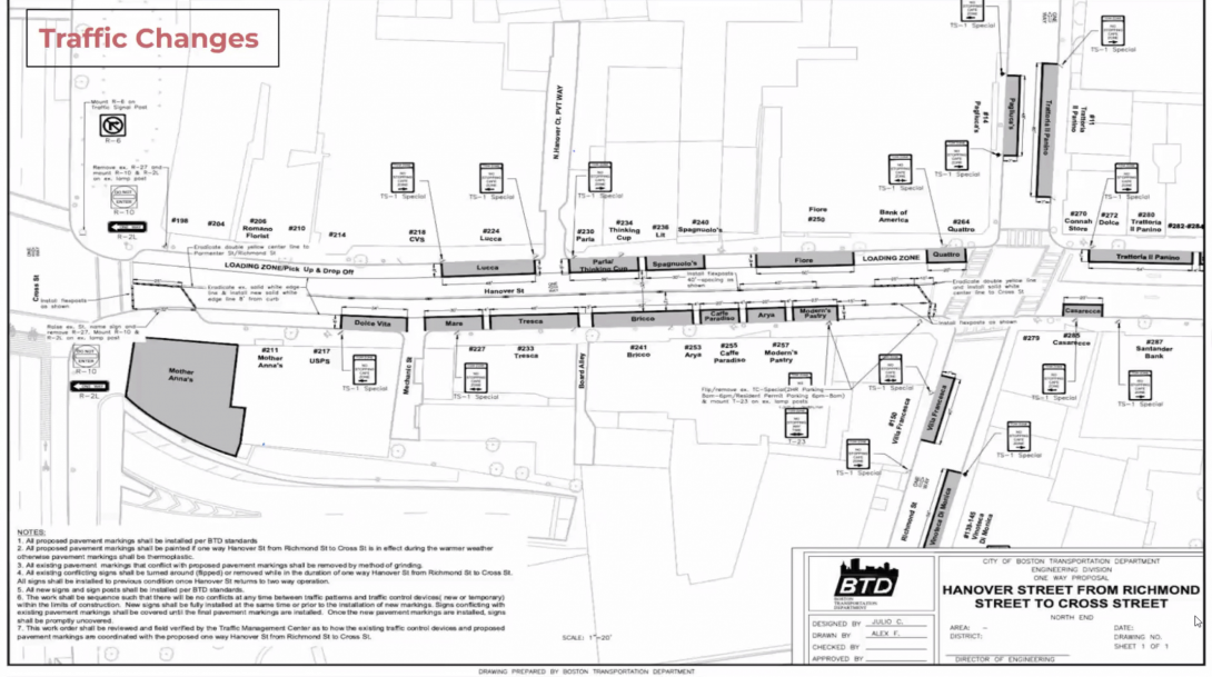 North End outdoor dining 2022 traffic changes