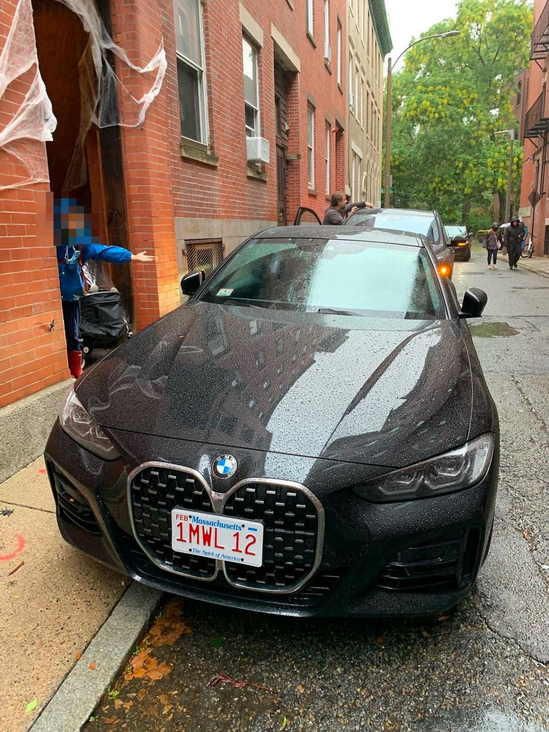 Entrance blocked by cars parked on Unity Street near Eliot School