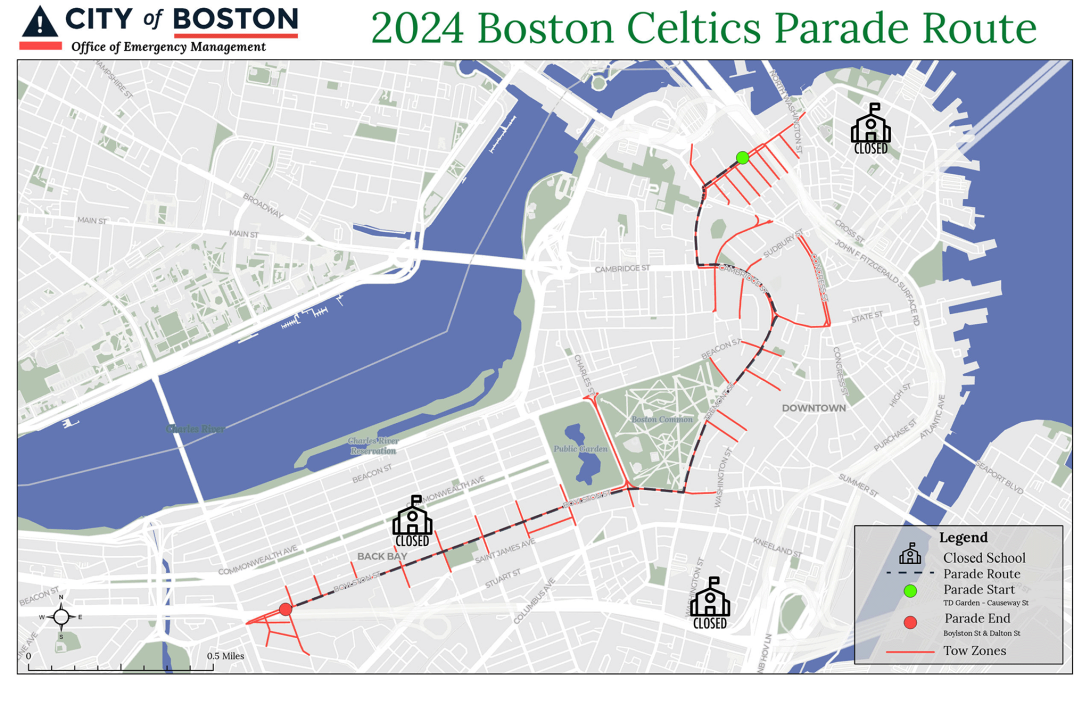 Boston has cancelled classes at three schools because of disruptions from the planned Celtics Parade